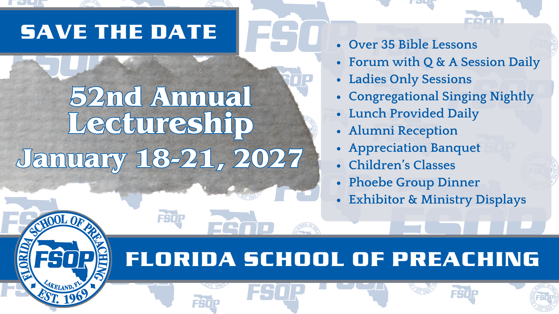 2027 Lectureship - Save the date