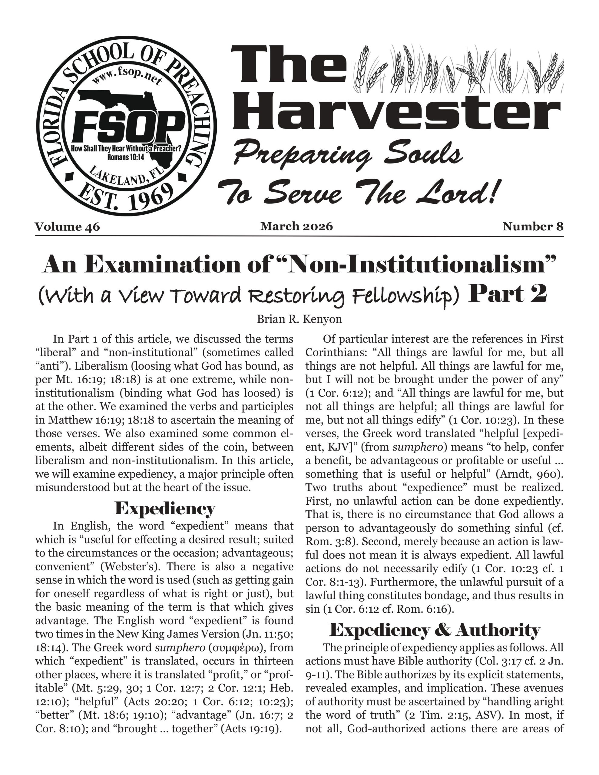 Featured image for “An Examination of “Non-Institutionalism” (With a View Toward Restoring Fellowship) Part 2”